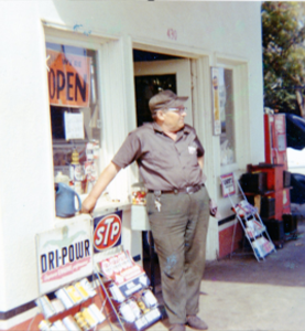 Grandpa Luke at his station “Luke’s Rocket” in Roseville. A former Oklahoma oil man, he only took one day a week off from his business after raising his family.