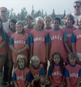 I am on bottom left, Vicky is on bottom right. The Angels wore sweaters in 90 degree heat.